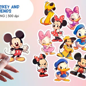 Mouse and Friends Downloadable Sticker Pack / Digital Art Set of Stickers for Kids, Animated Classic Mouse Clipart Designs