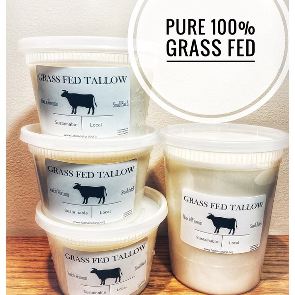 100% Highest Quality Grass-fed Beef Tallow from Local Farms in Wisconsin| Bulk Size Buckets| Double-rendered and Filtered| Free shipping