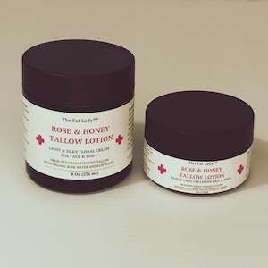 Organic Tallow Honey and Rose Water Lotion for Face and Body