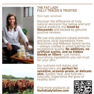 Description of the Fat Lady Tallow Skincare Products