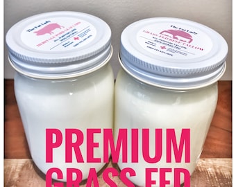 Premium Grassfed Beef Tallow & Heritage Pork Leaf Lard from Wisconsin| Pint Glass Jar|Double-rendered and Filtered