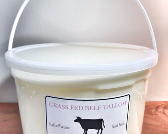 100% Highest Quality Grass-fed Beef Tallow from Wisconsin| 1 Gallon ~7 Pounds Free Shipping| Double-rendered and Filtered for Maximum Purity