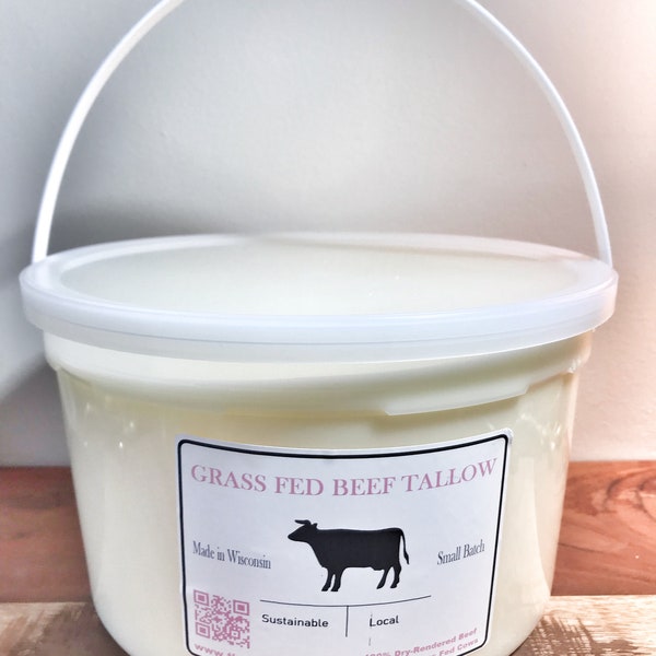 100% Highest Quality Grass-fed Beef Tallow from Wisconsin| 1 Gallon ~7 Pounds Free Shipping| Double-rendered and Filtered for Maximum Purity