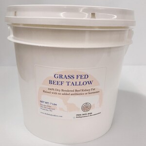 120 Oz BPA-Free Bulk Size Bucket of Grass-fed Beef Tallow made and sold by The Fat Lady