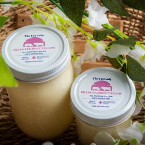 Premium Grass Fed beef tallow - 100% Dry rendered suet for cooking or skincare- Antibiotic and hormone free- Sourced from local family farms