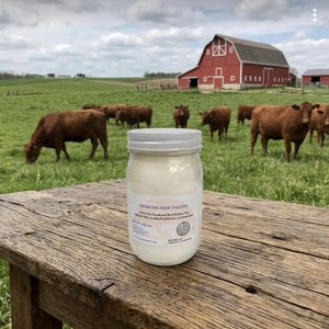 Grass-Fed Beef Tallow: Dry-Rendered Suet in Reusable Glass Jar or Bulk 16 Fluid ounces