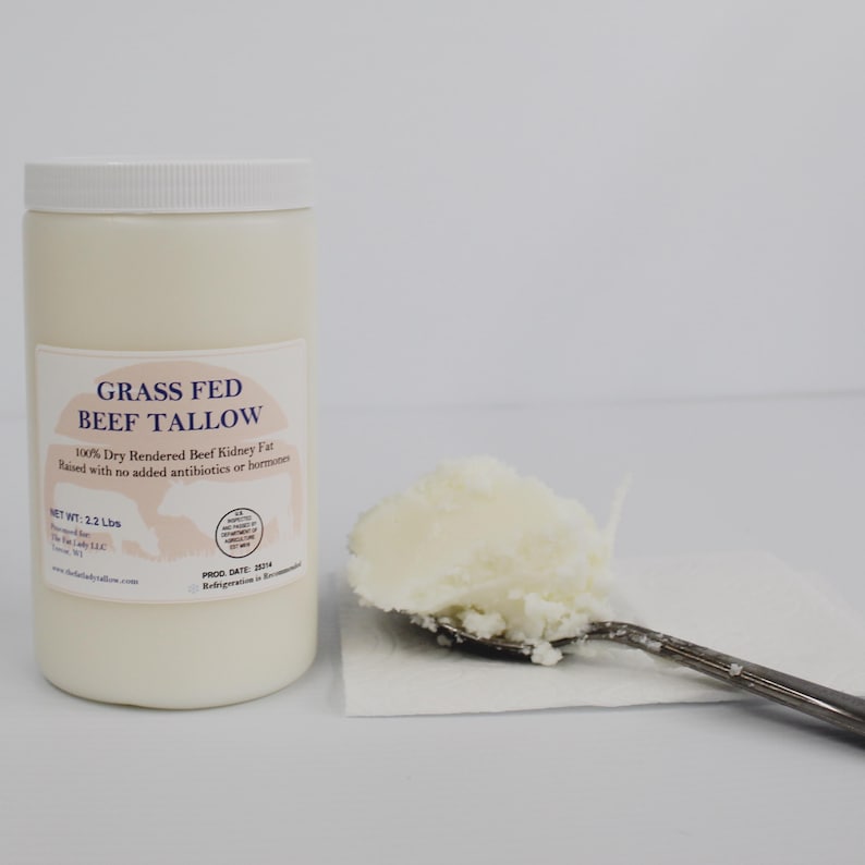 32 Oz BPA-Free Bulk Size Bucket of Grass-fed Beef Tallow made and sold by The Fat Lady