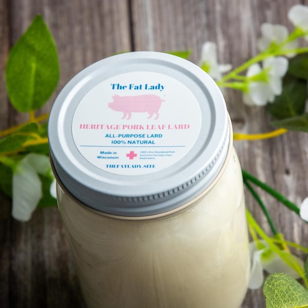 Berkshire Leaf Lard | Dry-Rendered Heritage Pork Fat, 16 oz Glass Jar
