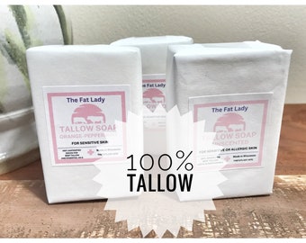 100% Grass-fed Tallow Soap | Facial and Body Soap| No seed oils added| Hypoallergenic & Sensitive Skin| All natural and Locally sourced