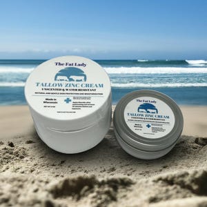 Gentle Unscented Mineral Tallow Sunscreen with Zinc - Water-Resistant Natural Protection - Protect scars or delicate skin- Multiple sizes