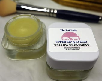Tratamiento con sebo para labio superior y párpados, y aceite de nuez de cacay con vitaminas.
