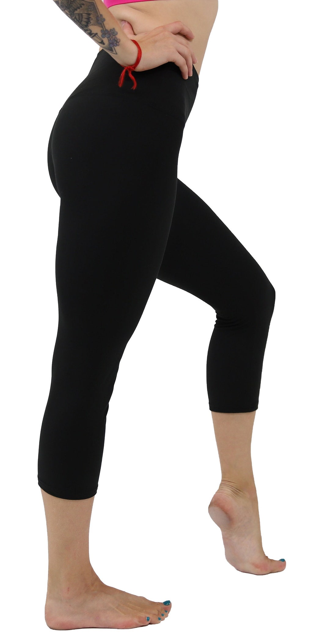 Black Capri Leggings for Women, Yoga Pants, 5 High Waist Leggings, Buttery  Soft, One Size, Plus Size Leggings, Workout Capri Leggings 