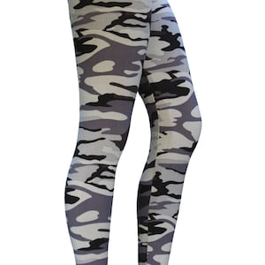 Black Camouflage Leggings for Women, Yoga Pants, 5" High Waist Leggings, Buttery Soft, One Size and Plus Size Leggings