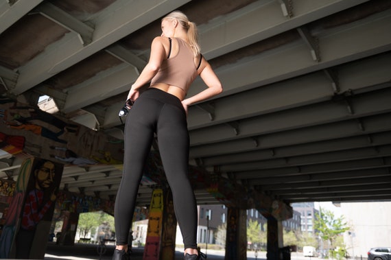 Black Leggings With Pockets for Women, Yoga Pants, High Waist