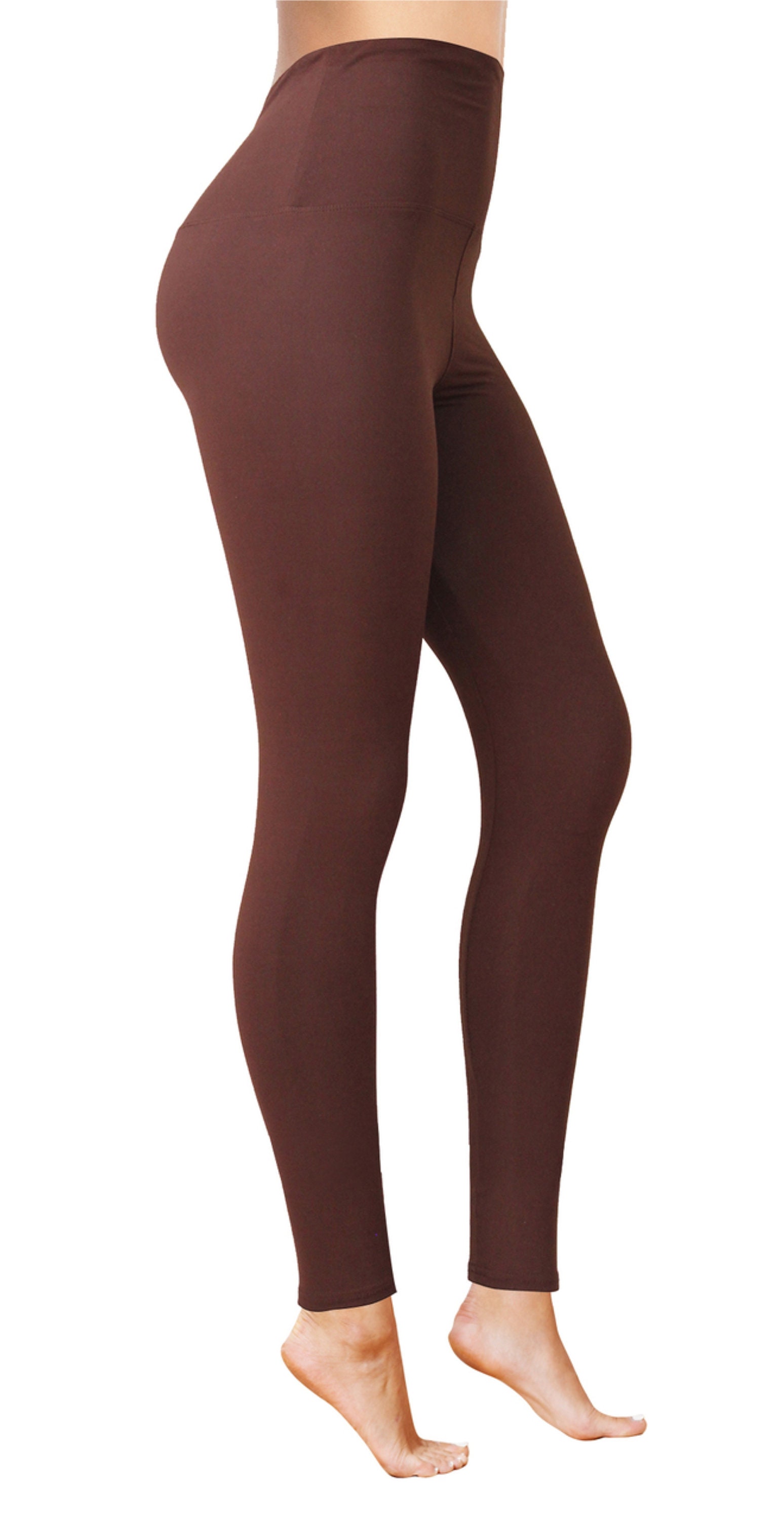 Jalioing Yoga Pant for Women Seamless Cropped High Waist Stretch Skinny  Flattering Soft Basic Workout Trouser (Medium, Brown) 