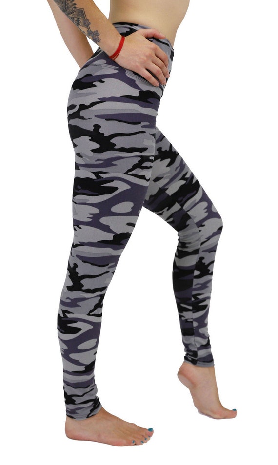 High Waisted Thigh-High Leggings in Mid Weight GreyBlack