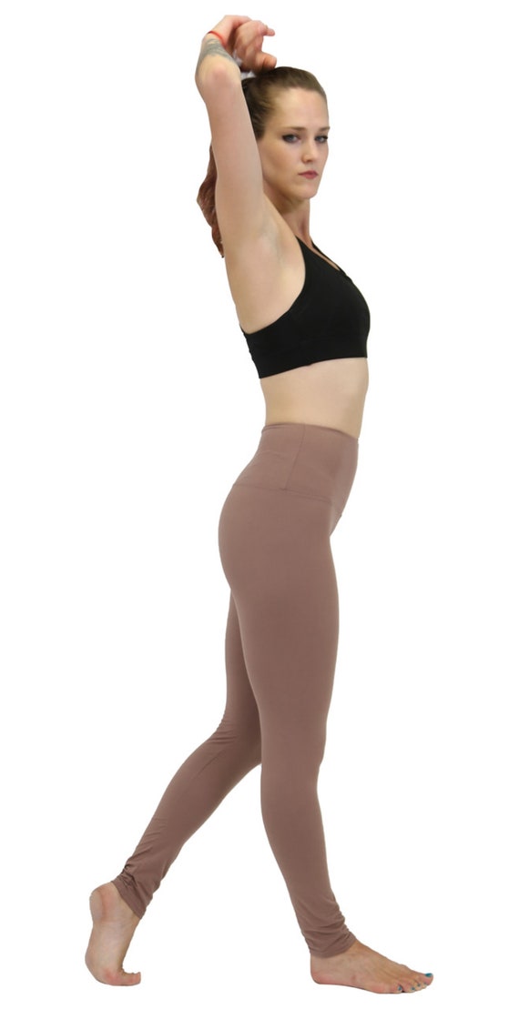 Brown mocha Leggings for Women, Yoga Pants, 5 High Waist Leggings