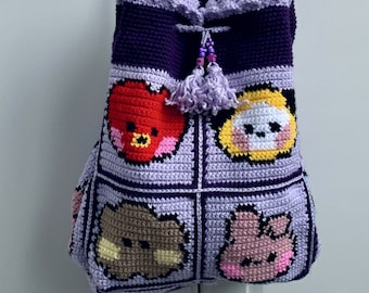 BTS Drawstring Backpack Crochet - *PATTERN ONLY*