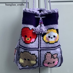 BTS Drawstring Backpack Crochet - *PATTERN ONLY*
