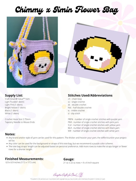 Chimmy X Jimin Flower Shoulder Bag *PATTERN ONLY* - Etsy