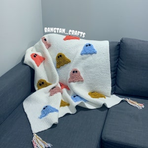 Cozy Fuzzy Crochet Ghostie Throw