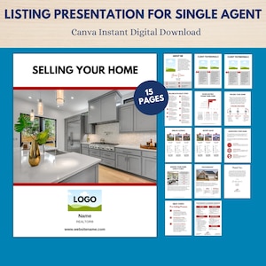 15 Page Real Estate Listing Presentation For Single Agent | Real Estate Presentation | Agent Marketing | CMA Packet