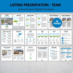 18 Page Real Estate Listing Presentation For Real Estate Team | Real Estate Presentation | Agent Marketing | CMA Packet