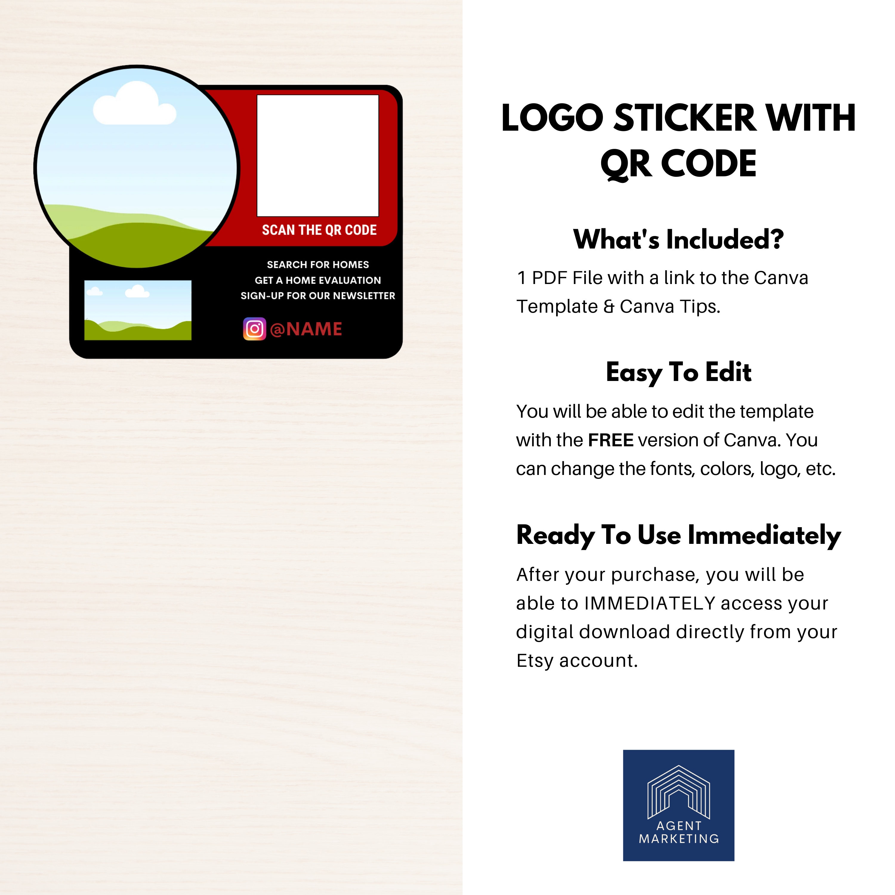 Logo Sticker With QR Code - Etsy