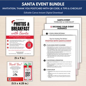 Santa Event Invitation Bundle: Canva Template and Event Planning Tips PDF