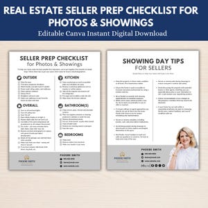 以下が含まれることがあります： 写真撮影と内覧のために家を準備するための不動産売主向けのチェックリスト。チェックリストには、家の外側と内側の両方、キッチン、バスルーム、寝室などに関するヒントが含まれています。チェックリストには、内覧日のヒントも含まれており、物件を内覧可能な状態に保つこと、家を簡単にアクセスできるようにすること、内覧時間に対して柔軟に対応することなどが含まれています。