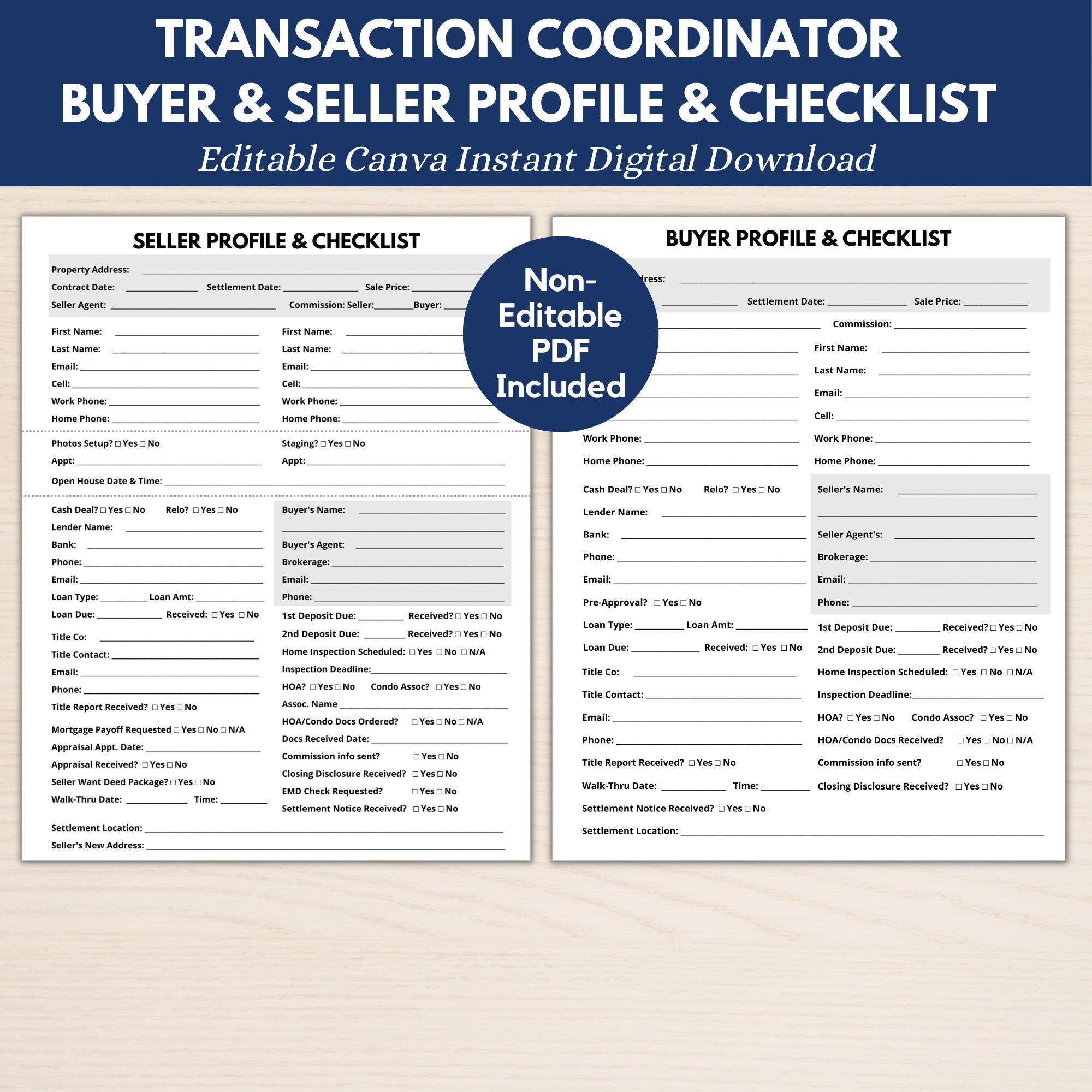 real-estate-transaction-coordinator-buyer-seller-checklist-profile-sheets-editable-forms-for-tc-or-agents-canva-template-etsy for Free Printable Real Estate Transaction Coordinator Checklist Real Estate Transaction Coordinator Buyer & Seller Checklist/profile Sheets | Editable Forms for TC or Agents | Canva Template - Etsy for Free Printable Real Estate Transaction Coordinator Checklist