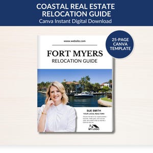 Coastal Real Estate Relocation Guide: Beach City Welcome Template (Canva Digital Download, 25 Pages)