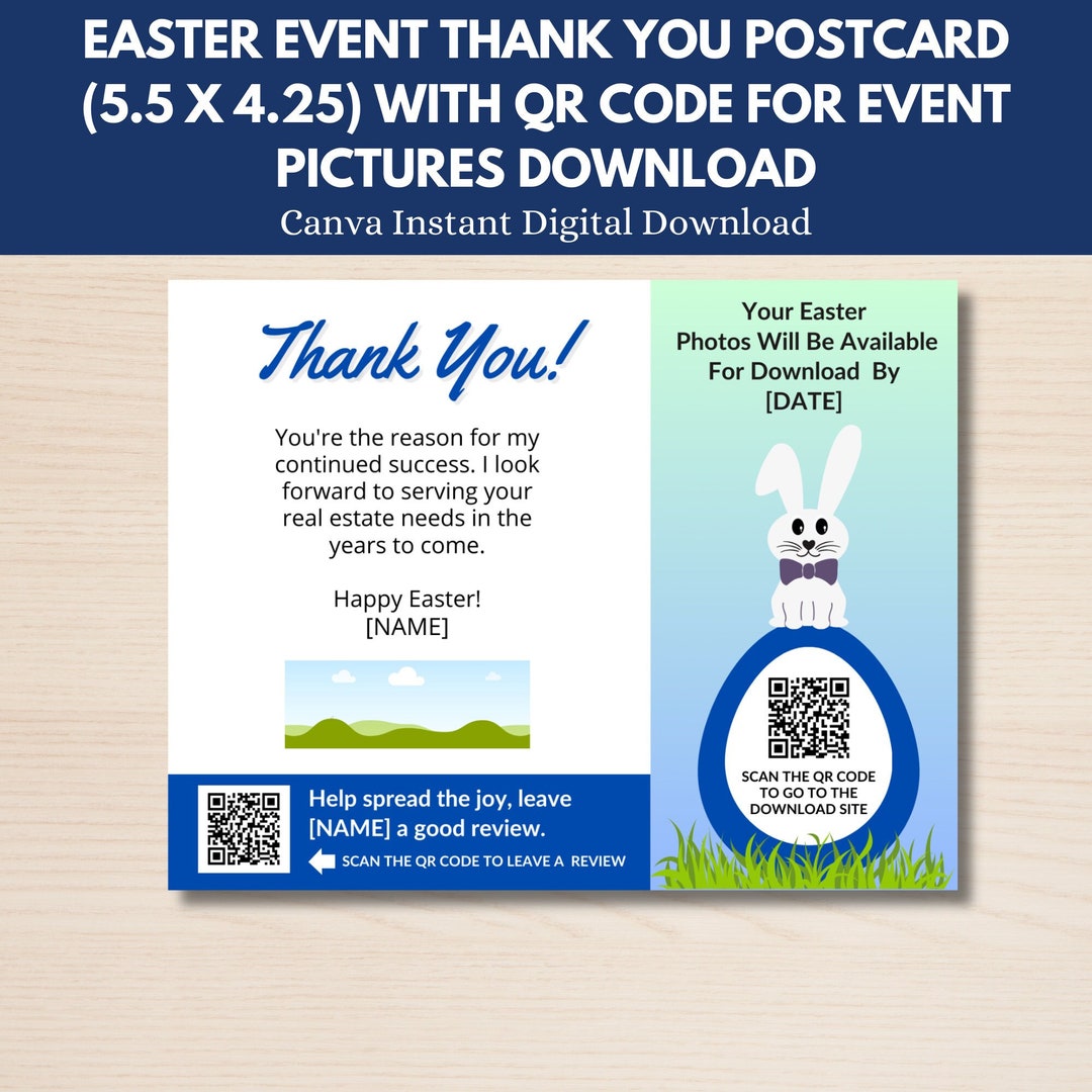 Easter Event Thank You Postcard (5.5 X 4.25) With QR Code for Event ...