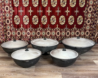 Authentic Cast Iron Uzbek Kazans Couldrons for Outdoor use For Preparing Rice Pilaf Pilov Cast Iron Kazan