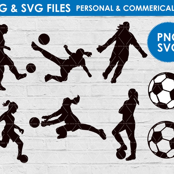 Soccer svg png female girl soccer player  silhouettes svg png files / digital download / soccer sports clipart / personal and commercial use