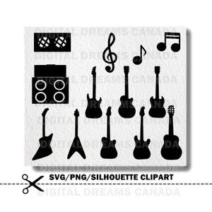 guitar svg / music svg / electric guitar svg / digital download / guitar silhouette clipart / acoustic guitar cut file / guitar svg png file