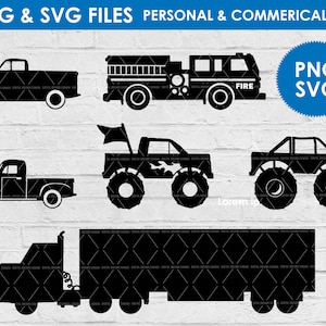 trucks silhouette svg / monster truck svg / firetruck svg / digital download / truck cut file / boy / personal and commercial use