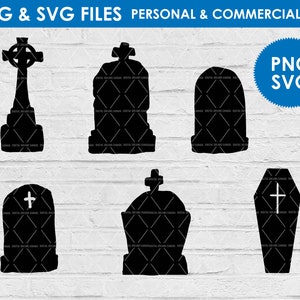 Tombstone silhouet Svg / Halloween Svg / Tombstone gesneden bestand / RIP Clipart Spooky Sign Svg / Instant Download / Coffin Clipart / kerkhof