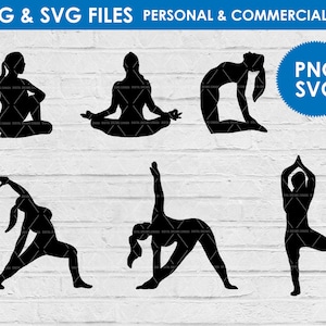 yoga silhouette svg / namaste svg / yoga pose cut files / meditation svg png clipart / zen chakra downward dog clip art / digital download