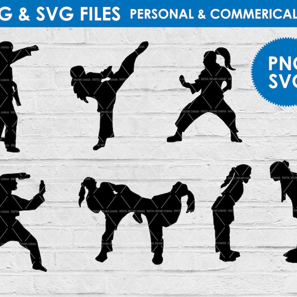 Female karate martial arts silhouette svg / taekwondo clipart / karate mom png / digital download / blackbelt svg / sports svg / jiujitsu