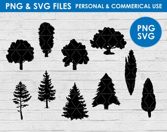 Tree Silhouette SVG Bundle / Tree Cut Files / Forest Svg Files / Tree Clipart / Pine Tree / Instant Download / Commercial and Personal Use