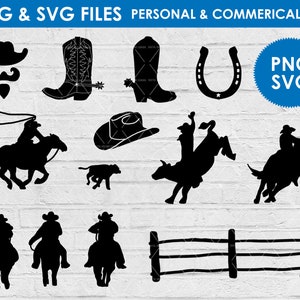 cowboy clipart / ranch svg / digital download / western cowboys svg clipart / wild west rodeo silhouettes / personal and commercial use
