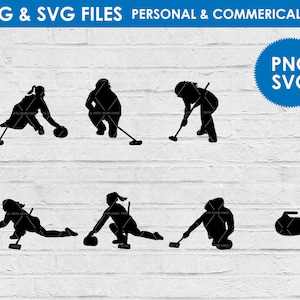 Eisstockschießen Silhouette svg / Curling png / Curling Clipart / Curling-Besen Schnittdatei / Curling Rock svg / Curlers Sport Sport / Curler