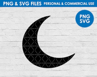 Crescent Moon Silhouette Svg / Moon clipart / Celestial SVG /  Moon Vector / Lunar Phases clipart cutfiles / Digital Download SVG PNG