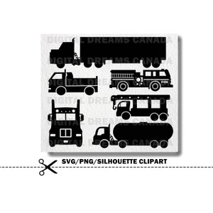 truck svg / dump truck svg / firetruck svg / digital download / truck silhouette cut file / clipart / png / personal and commercial use
