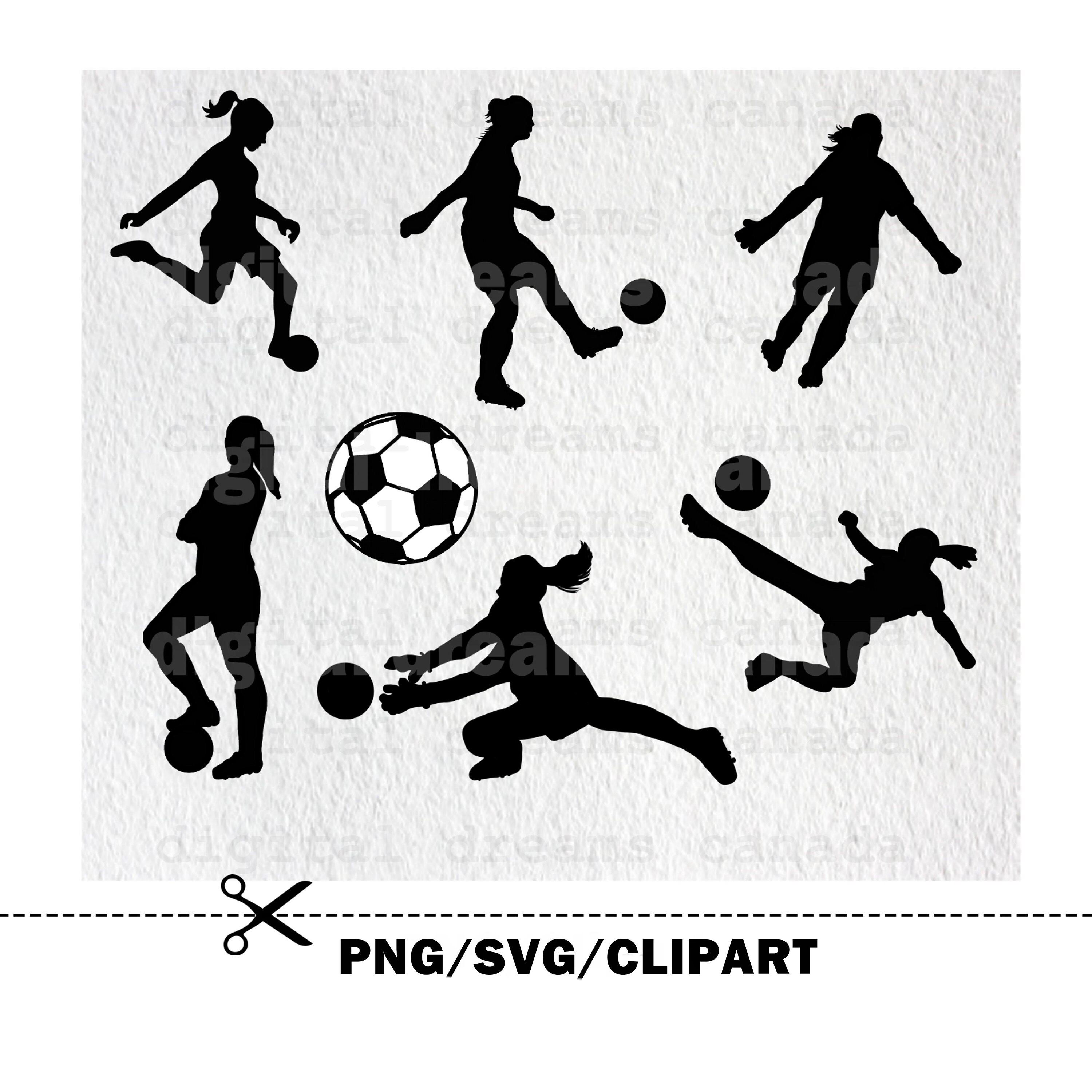 Female Girl Soccer Player Silhouettes Svg Png Files Digital Etsy
