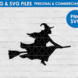Flying Witch Silhouette Halloween svg / Witch broom halloween clipart / Halloween svg cutfile / Digital Download / Scary Clipart / png svg