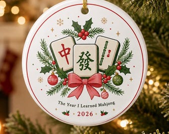 Adorno navideño de Mahjong: recuerdo para amantes del juego de fichas de cerámica (2026)