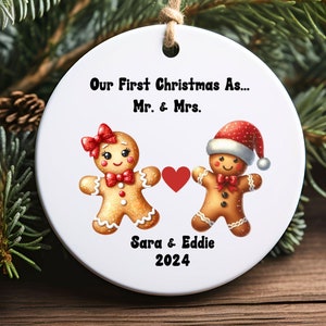 Net getrouwd cadeau Pasgetrouwde kerstboom decor bruiloft ornament Dhr. en mevrouw kerstversiering Gepersonaliseerde vakantie kerstornament