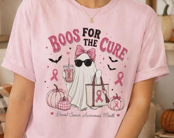 Ghost Halloween Breast Cancer Awareness Shirt: Pink Ribbon Support Apparel